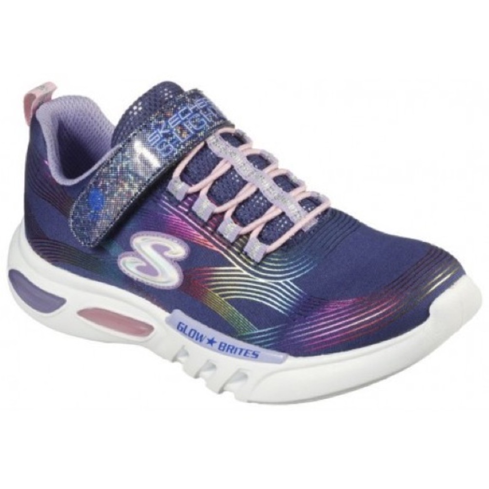 Size 5 Toddler Skechers Kids' Glow-Brites Purple and Pink Sneakers